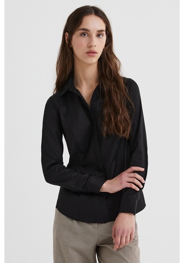 Stella Pulvis Siyah Slim Fit Gömlek Desenli