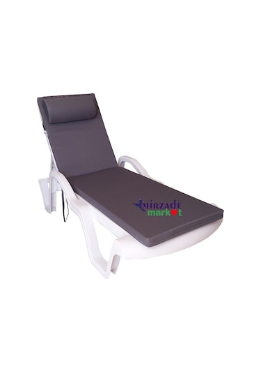 Mirzademarket Şezlong Minderi Lüks Su Geçirmez Kumaş Fermuarlı-Koyu Gri