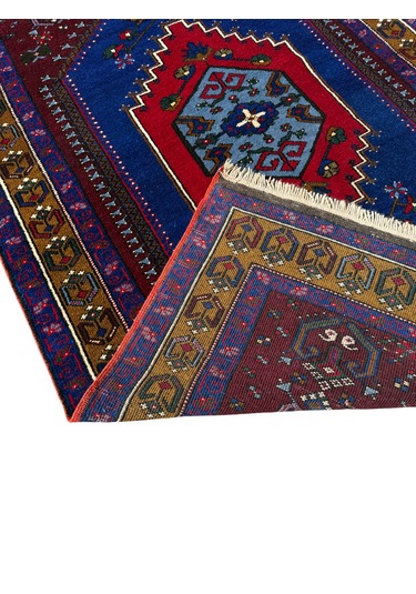 El Dokuma Sıfır Büyük Yahyalı Halısı 130x225 Kök Boya Yün Halı Lacivert