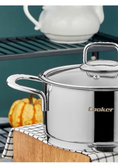 Cooker 16 Cm Bomonti Paslanmaz Çelik 2 Litre Derin Tencere Gümüş