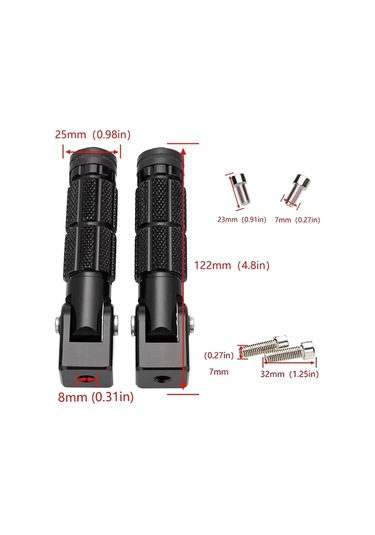 Monyee Motorcycle İki Tekerlekli Araçlar İçin 8mm Çift Katlı Alüminyum Füme Dayanıklı Yolcu Ayak Tırnakları