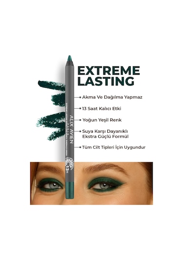 Alix Avien Uzun Süre Kalıcı Suya Dayanıklı Akma Dağılma Yapmayan Yeşil Göz Kalemi Extreme Emerald Green