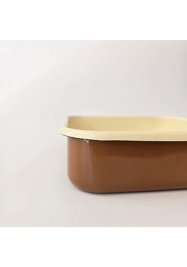 Emaye Kare Fırın Tepsisi Kahve Kahverengi