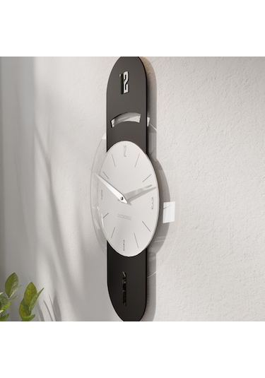 Dekoratif Şeffaf Pleksili Lüx Duvar Saati Siyah Beyaz