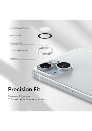 Apple Uyumlu iPhone 15 / 15 Plus Kamera Lens Koruyucu Mavi