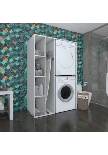 Kenzlife Çamaşır-Kurutma Makinesi Dolabı Alyusha Sol Byz 180*120*60 Banyo Kapaksız Arkalıksız Çok Renkli