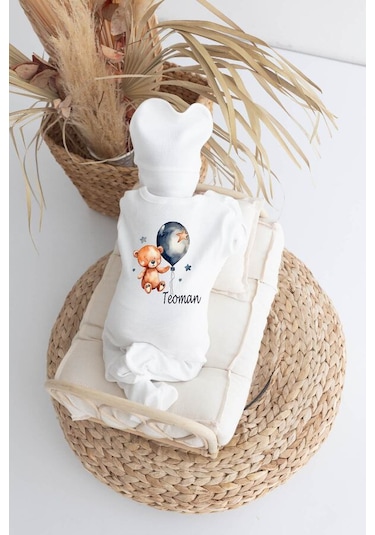 Bebewini Pamuk Baskılı 11'li İsimli Hastane Çıkışı M04 Ekru