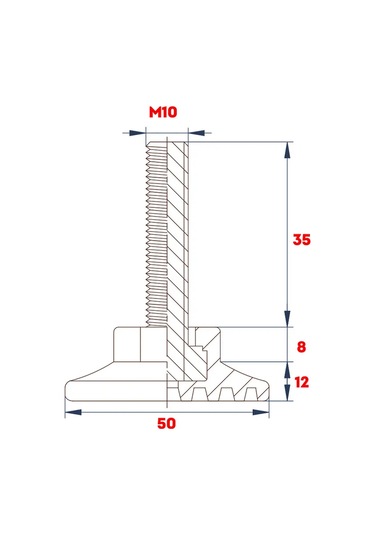 Lamel66 D50 M10х35 Mm Kapaklı Ayarlanabilir Ayak Takımı, 4 Adet 381120672 Siyah