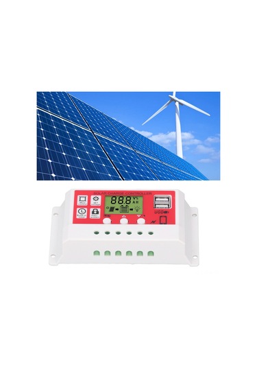 Tenfowee Güneş Enerjisi Şarj Kontrolörü 12v/24v 10a, Pwm Teknoloji, Lcd Ekran, İki Usb Çıkışı, Çoklu Akü Desteği, Güvenlik Koruma Fonksiyonları