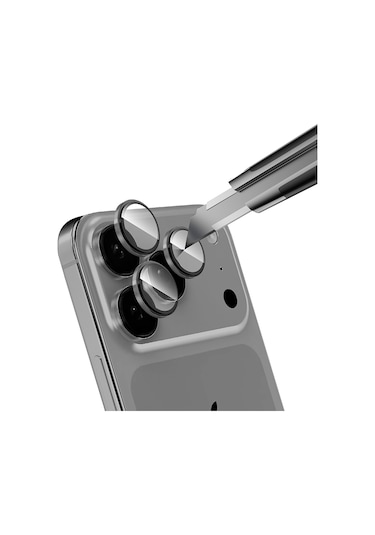 Apple Uyumlu iPhone 17 Pro Max Zore Mikro Kamera Lens Koruyucu Gri