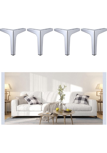 Suntek 4 X Demir Metal Mobilya Ayakları Kanepe 13cm-gümüş Gümüş