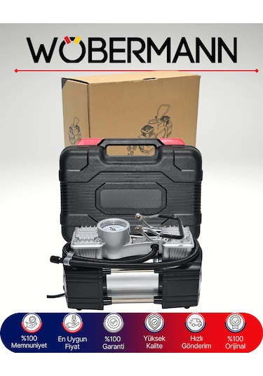 Wöbermann 150 PSI Çift Silindirli Metal Hava Kompresörü Tamir Setli Ve Taşıma Çantalı 12V