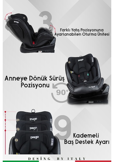 Prego Profix Pro Signal 360  Derece Dönebilen Isofixli 0-36 KG Oto Koltuğu