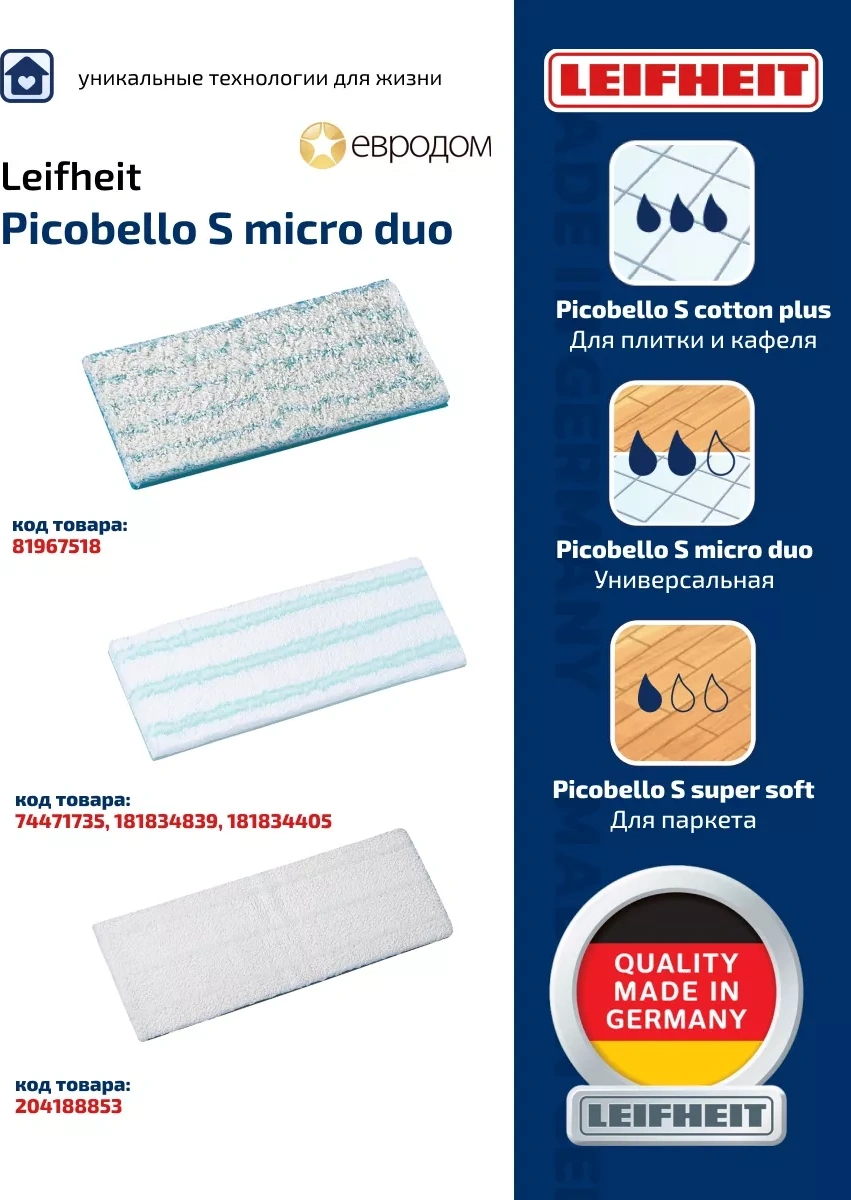 Leifheit Picobello S İçin Yedek Mop Başlığı 74471735