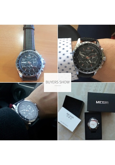 Megır 1010g Lüks İş Büyük Büyük Yüz Kuvars Erkek Kol Saati 3atm Su Geçirmez Askeri Spor Işıldayan Erkek Saati Dekoratif Üç Kadranlı Deri Kayış Bandı Çok Renkli