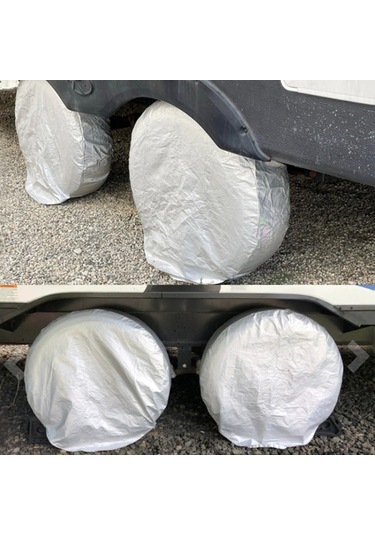 4adet Oxford Kumaş Araba Suv Lastik Kapağı 68-73cmx32cm Tekerlek Kol Çantası - Gümüş