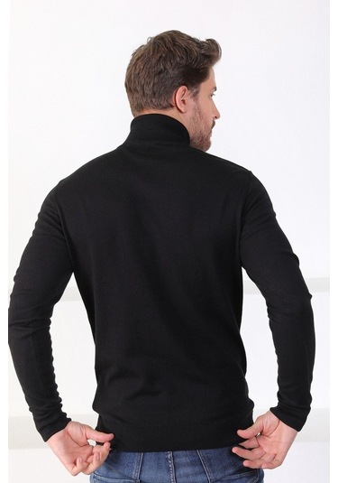 Ferraro Siyah Balıkçı Yaka Pamuk Kazak Siyah