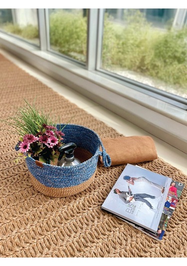 Kulplu Düzenleyici Sepet Leke Tutmaz Mavi-natural 31x20 Cm Natural