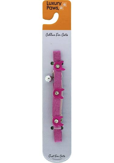Luxury Paws Kedi Boyun Tasması Felix Taşlı Pembe 10mm-32CM