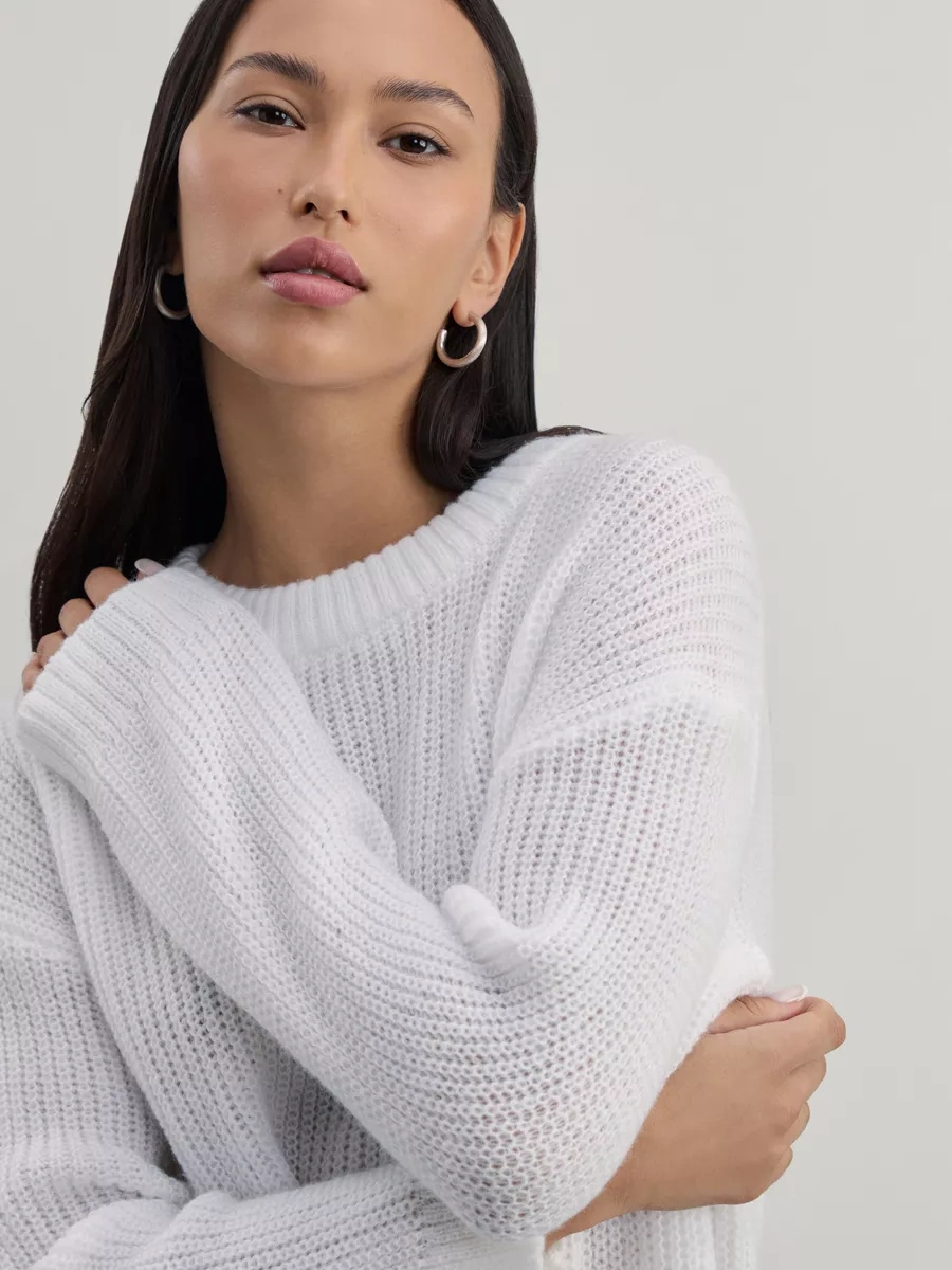Zarına Şeffaf Örgü Jumper Kazak 180123135 Beyaz
