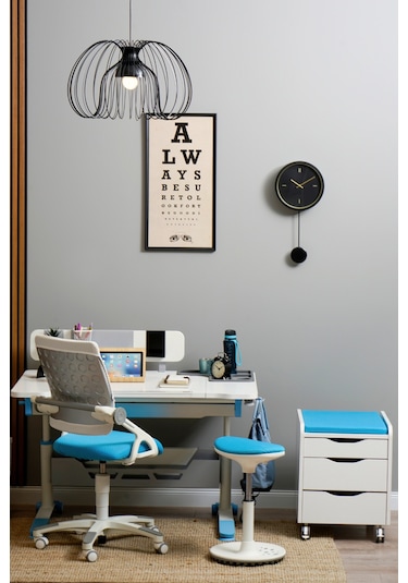 Sirius Simple Yükseklik Ve Eğim Ayarlı, Bilgisayar Ve Ofis Masası, Modern Ekru Çalışma Masası Mavi Gri