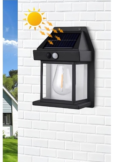 1 Adet Suya Dayanıklı Hareket Sensörlü Güneş Enerjili Solar Led Dış Mekan Bahçe Lambası Siyah