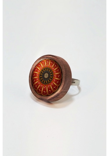 Mandala Ahşap Yüzük Kahverengi