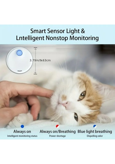 Suofeng Kedi Kumu Kutusuna Uygulanabilir Usb Şarjlı Negatif İyonlu Deodorant, Otomatik Sensörlü Kokusu Giderici, 3000mah Pil, 20db Ultra Sessiz, Mavi Led Işıklı F212