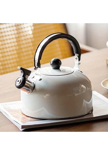 Valkyrie 3l Paslanmaz Çelik Düdüklü Kettle Su Isıtıcısı Çaydanlık Islıklı Demlik Beyaz