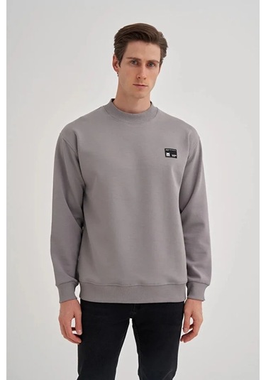 Cazador Relax Fit Pamuk Karışımlı Scuba Kumaş Sweatshirt-52480 Gri