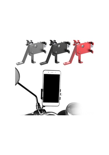 Fortunelane Motorsiklet Geri Görüş Aynası Telefon Tutucu, Serbest Dönebilen Beş Tırnaklı Model, Siyah Renk - Şarj Özelliği Yok