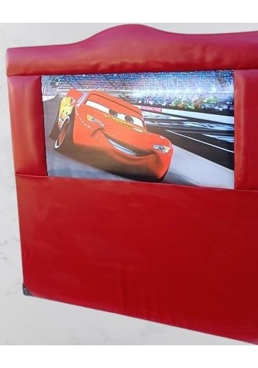 Dk Arabalar Model Suni Deri Tek Kişilik Başlık Kırmızı 100 CM