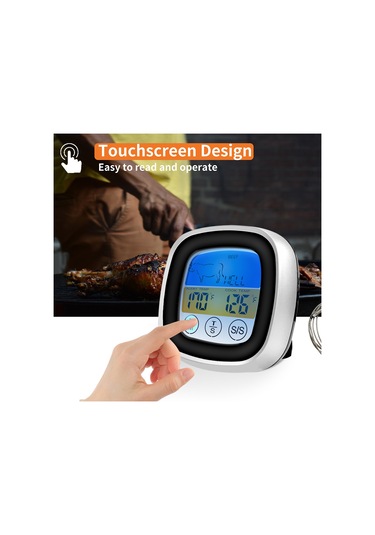 Geeksen Renkli Ekran Dokunmatik Izgara Termometresi En2022-1 Siyah Çok Renkli