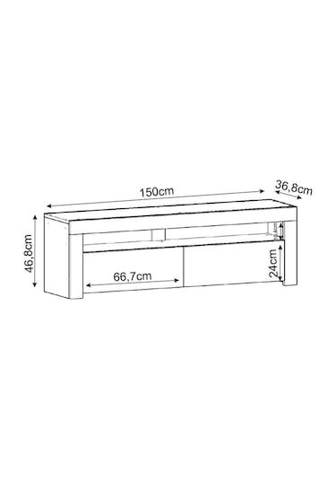 Batı LED Işıklı 2 Kapaklı TV Sehpası – 150 cm – Minimal Tasarım, Traverten