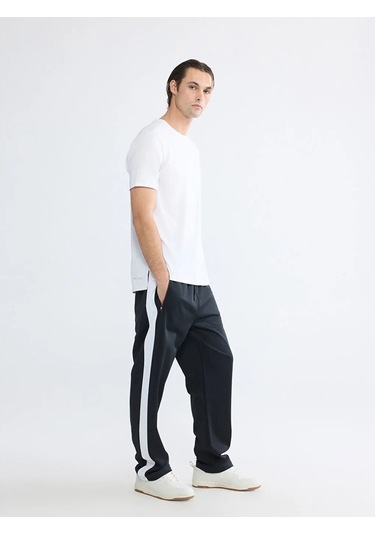 Lc Waikiki Siyah Loose Fit Şeritli Erkek Eşofman Altı