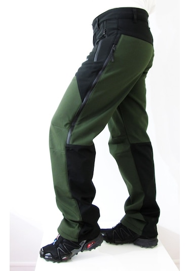 Mudwill Erkek Kışlık Softshell Pantolon Haki-Siyah