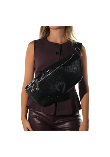 Venta Siyah-siyah Baskılı Kadın Büyük Bel Çantası Siyah - Siyah