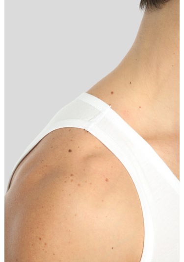 Erkek Beyaz Pamuklu Omuzu Lok Dikişli Atlet 3'lü Paket Beyaz