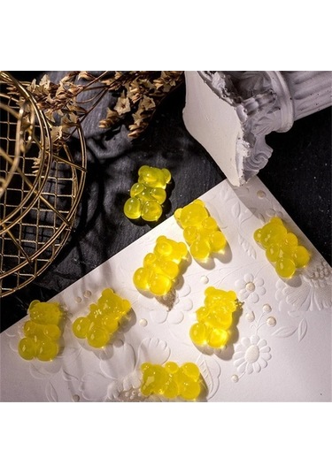 Flybuy 10 Adet 3d Jöle Ayı Tırnak Sanatı Reçine Taşları Kawaii - 10pcs