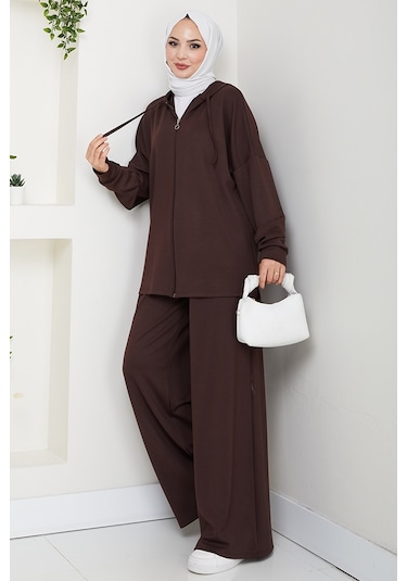 Kapüşonlu Oysho İkili Takım 1609 - Kahve Kahverengi