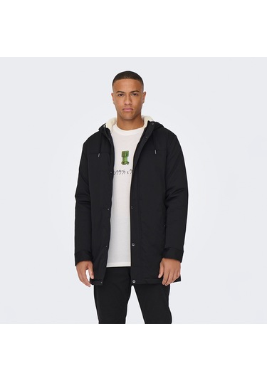 Only&sons Alexander Life Erkek Siyah Kapüşonlu Mont Siyah