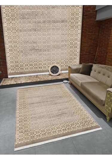 Hitit Halı Lidya Lüx 6523 Vizon Kaymaz Taban Pvc Dekoratif Mutfak Koridor Salon Oturma Odası Halısı Bej - Vizon
