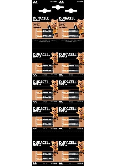Duracell 20'li Kartela 1.5 V Alkalin Aa Kalem Pil Tdrtr