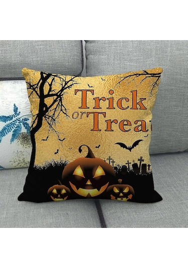 1 Adet Cadılar Bayramı Keten Şifreli Keten Yastık Kılıfı Minder Ö Diğer