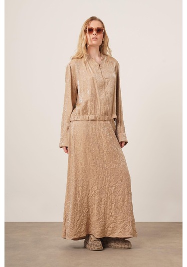 Ftz Women Kadın Kraş Etekli Takım Vizon 31171 Vizon