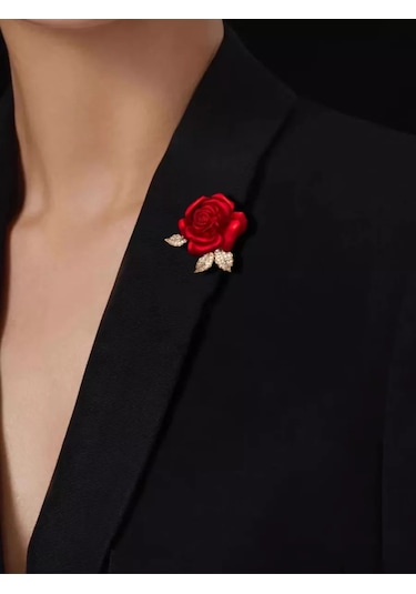 Beautiful Detail Broş Çiçek Gül 214132354 Kırmızı