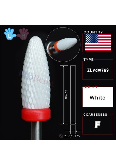 Rolinstar Beyaz Seramik Solak Kişi Alev Bit Belirlenmiş Freze Kesiciler Çıkarma Jel Cila Vernik Tırnak Matkap Ucu Açık Sarı