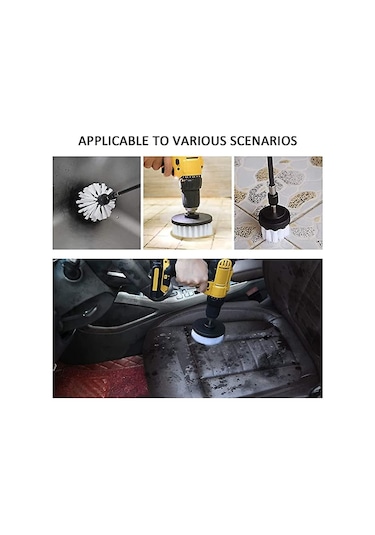 4 Parçalı Matkap Temizleme Fırçası, Matkap Fırçası Araba Fayans Halı Küvet Mutfak Tuvalet Beyaz