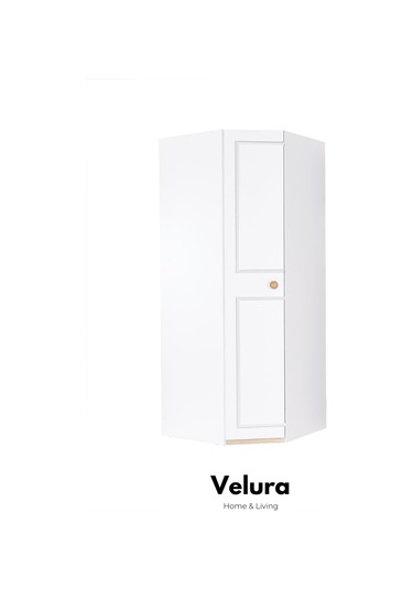 Legna 10 Kapaklı Aynalı Köşe Gardırop Dolap Beyaz - Ceviz