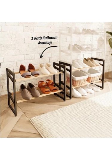 4 Katlı Ahşap Ayakkabılık Ahşap